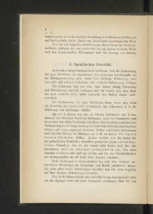 I. Spezifisches Gewicht.