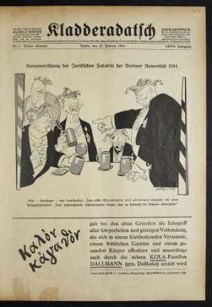 Karnevalssitzung der Juristischen Fakultät der Berliner Universität 1914