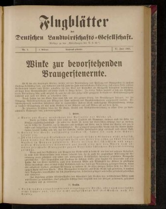 Flugblätter der Deutschen Landwirtschafts-Gesellschaft. Nr. 7.