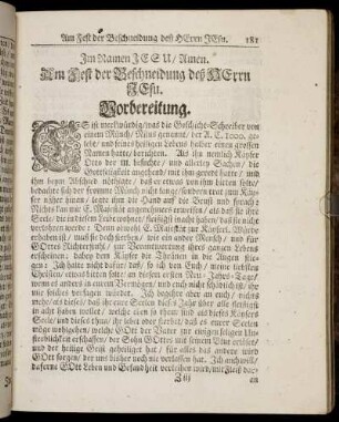 Am Fest der Beschneidung deß Herrn Jesu.