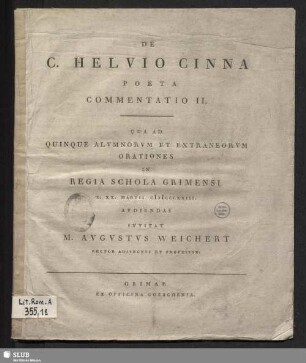 1823,März: Qua ad ... alumnorum orationes in Regia Schola Grimensi ... audiendas invitat