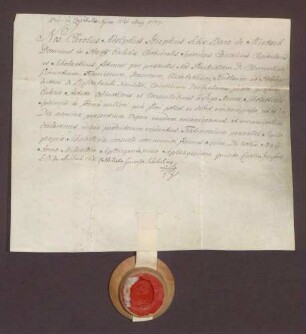 Testimonium emancipationis des Clemens Vinzenz von der Heyden gen. Belderbusch.