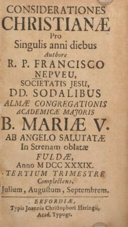 3: Complectens, Julium, Augustum, Septembrem