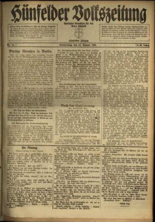 Ausgabe vom Donnerstag, den 15. Januar 1920.