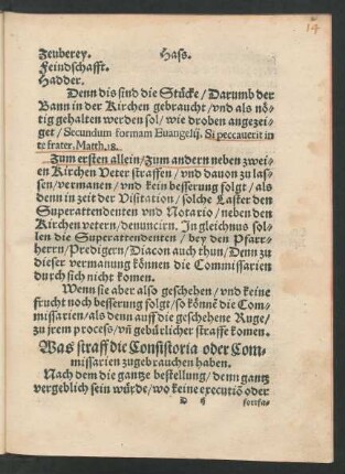 Was straff die Consistoria oder Commissarien zugebrauchen haben.