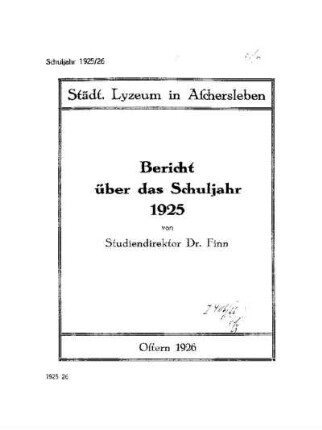1925/26: Bericht ... - 1925/26