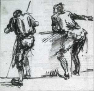 Skizzenblatt mit zwei männlichen Figuren