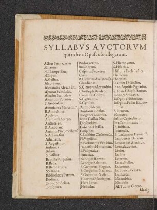 Syllabus auctorum qui in hoc Opusculo allegantur.