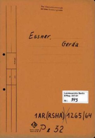 Personenheft Gerda Essner (*07.03.1899), Kriminalrätin