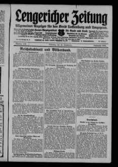 Lengericher Zeitung : allgemeiner Anzeiger für den Kreis Tecklenburg und Umgegend : Amtsblatt für die Aemter Lengerich und Lienen in Westfalen : Haupt-Anzeigenblatt für Stadt und Land : Organ des Landratsamtes und Amtsgericht in Tecklenburg : unabhängige Tageszeitung für die Orte Lengerich, Hohne, Tecklenburg, Ladbergen, Lienen, Kattenvenne, Natrup-Hagen, Brochterbeck, Westerkappeln, Leeden und Ledde