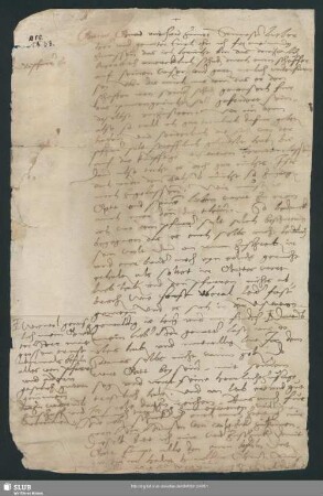 Eigenhändiger Brief Georg Spalatins an Heinrich Hildebrand von Einsiedel - Mscr.Dresd.Aut.874