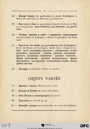 Objets Variés (Nr. 57-95)