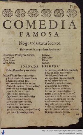 No guardas tú tu secreto : comedia famosa