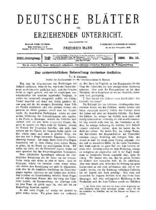 Zur unterrichtlichen Behandlung deutscher Gedichte