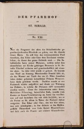 Der Pfarrhof zu St. Sebald. Nr. XXI.