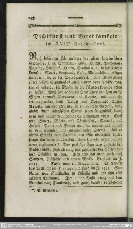 [VIII.] Dichtkunst und Beredsamkeit im XVIten Jahrhundert