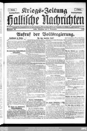 Hallische Nachrichten ; [...] ; Kriegs-Zeitung, Kriegs-Zeitung Vormittags-Ausgabe