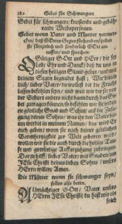 Gebet für schwangere/ kreistende und gebährende Weibspersonen.