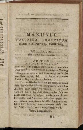 Manuale Iuridico - Practicum Serie alphabetica exhibitum.