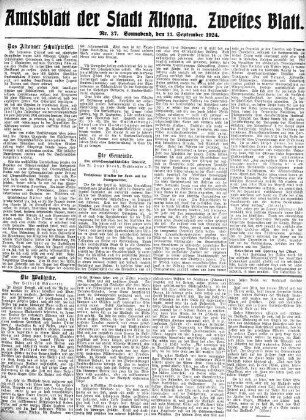 Nummer 37. Zweites Blatt. : Sonnabend, den 13. September 1924