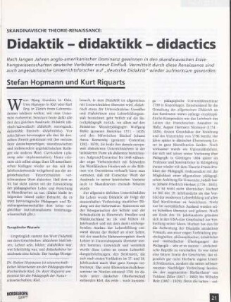 Skandinavische Theorie-Renaissance: Didaktik - didaktikk - didactics