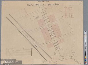 Parzellirungs-Plan der an der Wald-Straße gelegenen Bau-Plätze