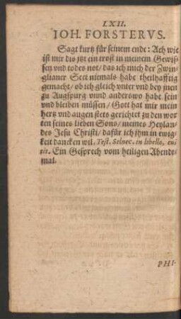 LXII. Ioh. Forsterus.