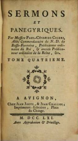 Sermons Et Panegyriques, 4