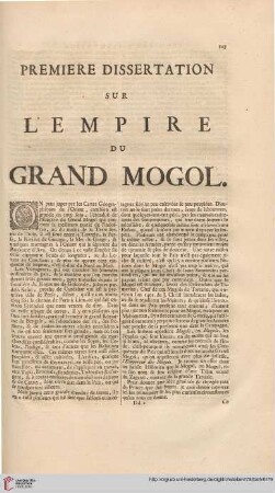 Première dissertation sur l'empire du Grand Mogol