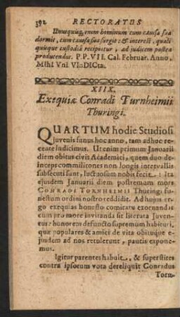 XIIX. Exequiae Conradi Turnheimii Thuringi.