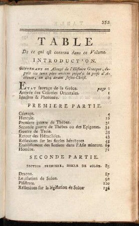 Table De ce qui est contenu dans ce Volume.