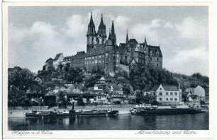 Meißen. Albrechtsburg u. Dom - Elbe m. Schleppzug
