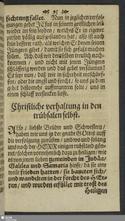 Christliche verhaltung in den trübsalen selbst