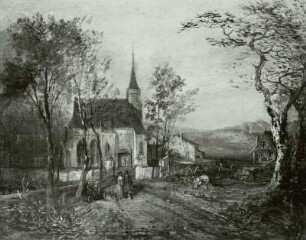 Landschaft mit gotischer Dorfkirche
