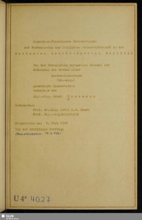 Ingenieur-ökonomische Betrachtungen zur Verbesserung der ländlichen Wasserwirtschaft in der Deutschen Demokratischen Republik