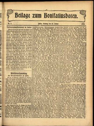 Zweite Ausgabe vom Sonntag, den 12. Januar 1908.
