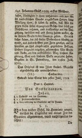 Das 2. Capitel. Von Grosbritannien.
