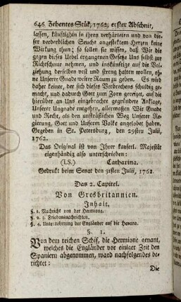 Das 2. Capitel. Von Grosbritannien.