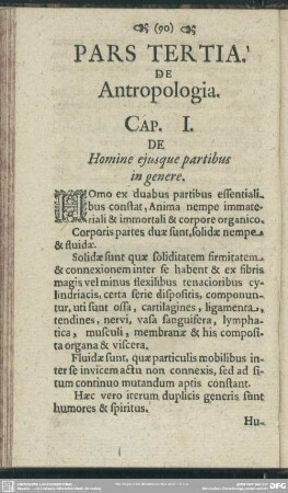 Pars Tertia. De Antropologia