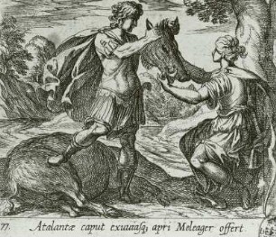 Atalante erhält von Meleager das Haupt des kalydonischen Ebers