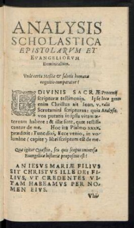 Analysis Scholastica Epistolarum Et Evangeliorum Dominicalium.