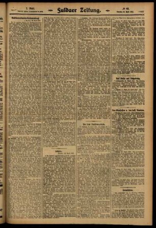 Zweite Ausgabe vom Dienstag, den 29. April 1913.