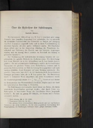 Über die Hydrolyse der Salzlösungen.