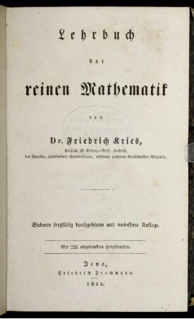 Lehrbuch der reinen Mathematik : Mit 225 eingedruckten Holzschnitten