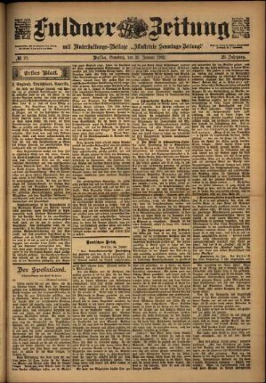 Erste Ausgabe vom Samstag, den 25. Januar 1902.