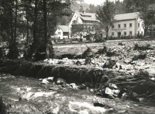 Unwetterkatastrophe im Osterzgebirge am 8./9. Juli 1927. Zerstörte Talwiesen vor dem Hammergut Oelsengrund
