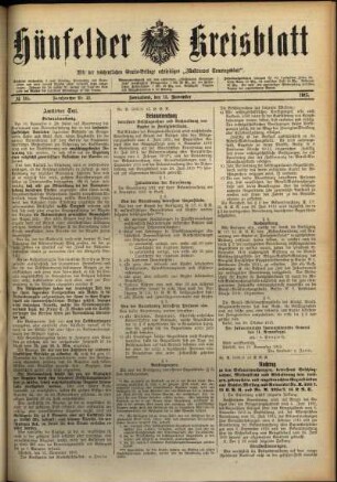 Ausgabe vom Samstag, den 13. November 1915.