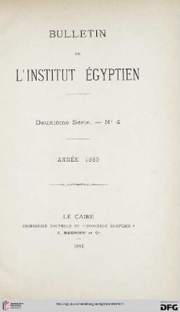 2.Ser. 4: Bulletin de l'Institut Egyptien