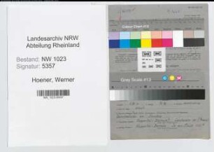 Entnazifizierung Werner Hoener , geb. 26.05.1909 (Dentist)
