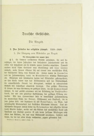 I. Das Zeitalter der religiösen Kämpfe. 1519-1648